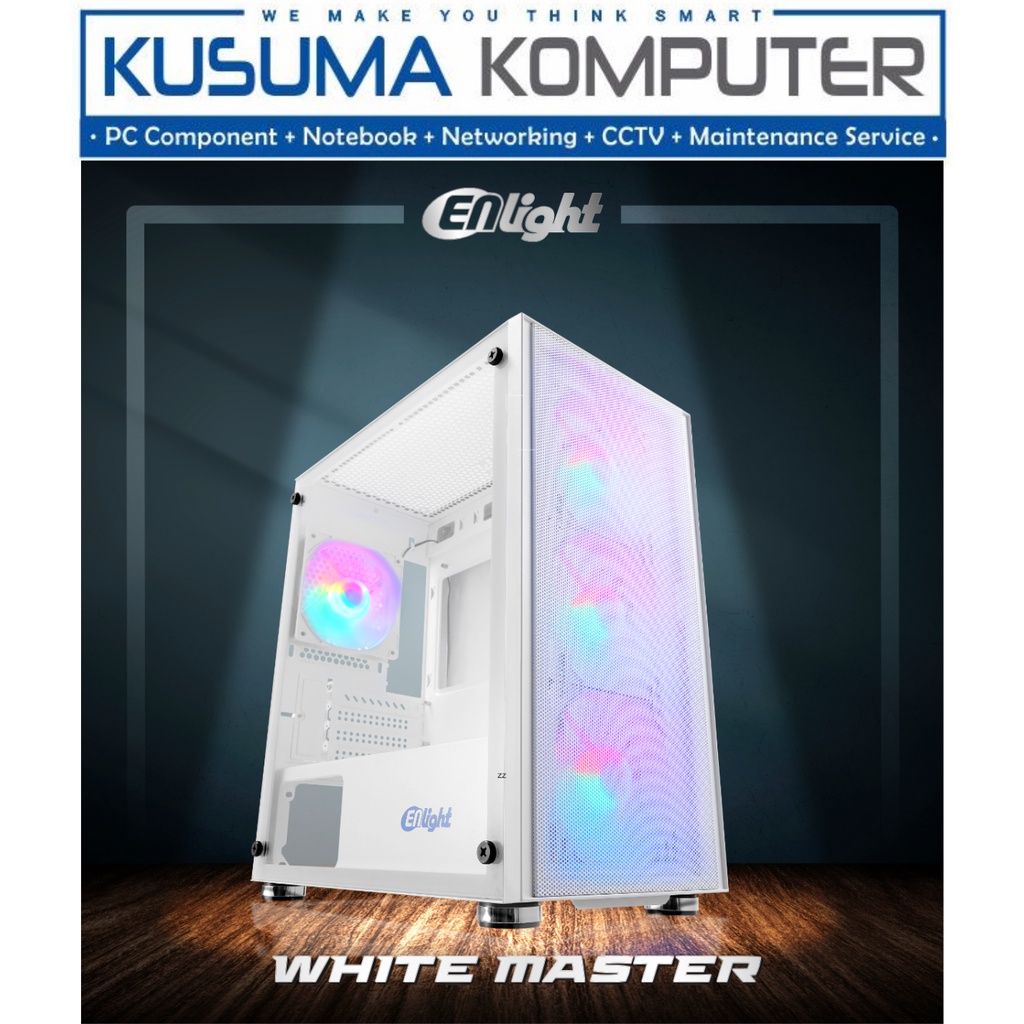 Enlight White Master Micro ATX Casing PC Gaming Tempered Glass