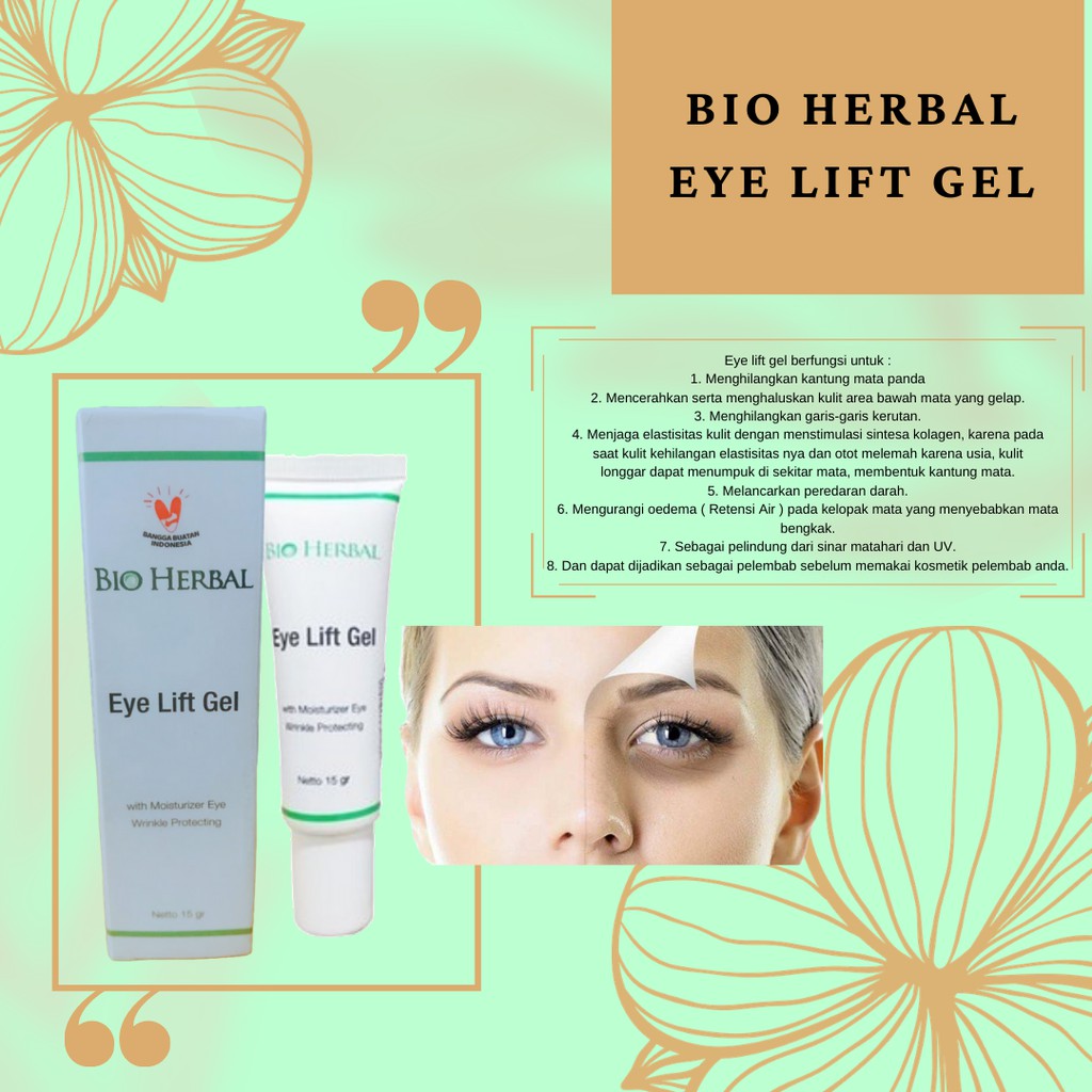 EYE LIFT GEL Bio Herbal Penghilang Kantung Mata masker mata mata panda mata hitam eyelift bio herbal ampuh menghilangkan mata panda hilangkan kerutan mencerahkan area mata