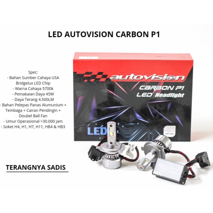 LED Autovision Carbon P1 H4 45 Watt 5700K