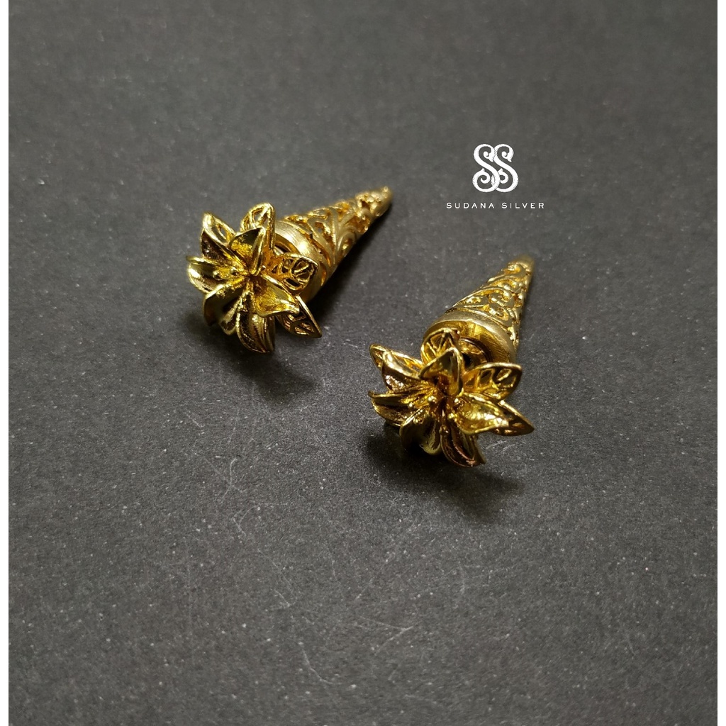 Giwang Subeng Putri Bunga Alpaka Gold Bali