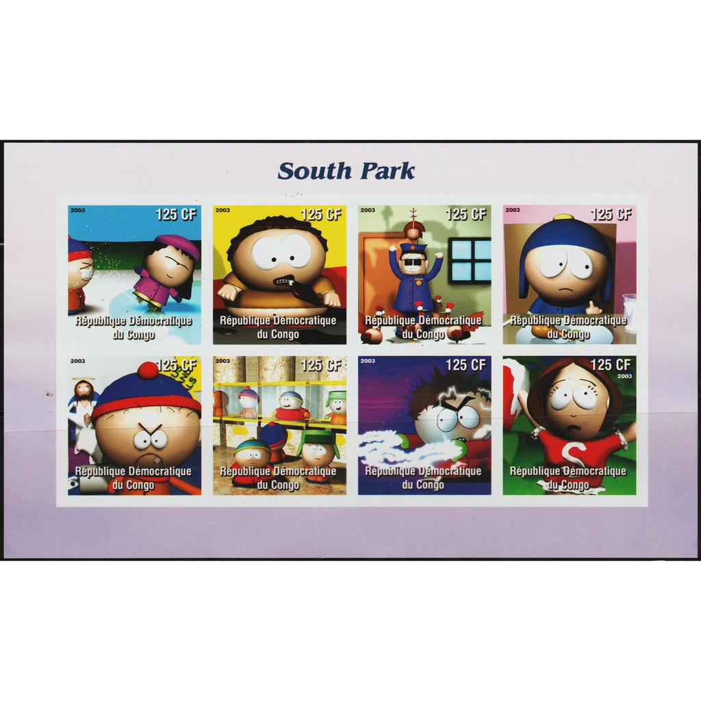 

Perangko Filateli 12097 - Congo 2003 Cartoon South Park - Imperf