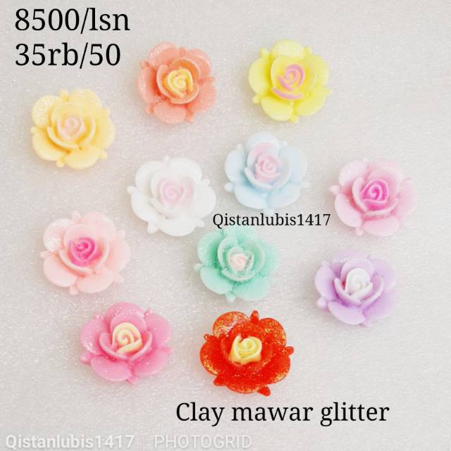 Clay gliter mawar dan carakter