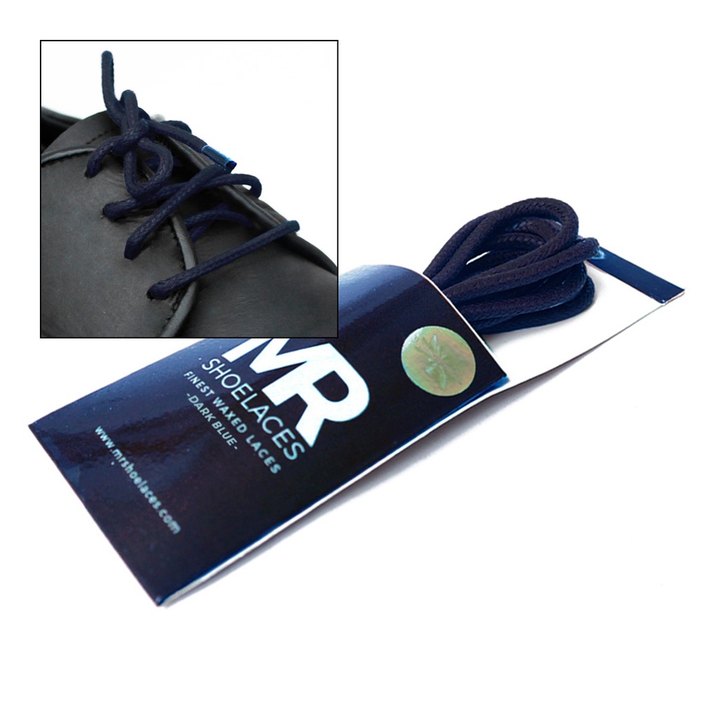 MR Shoelaces RD04 Dark Blue Biru Tua Tali Sepatu Lilin 2-3mm Bulat Round 50cm 60cm 70cm 80cm 90cm 100cm 120cm 150cm (Waxed Laces) - Premium Shoelace