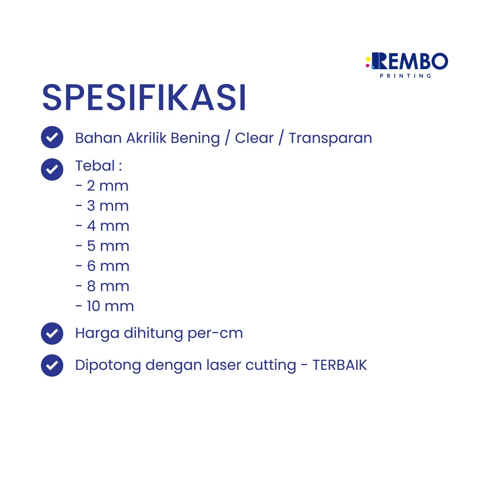 AKRILIK POLOS BENING CLEAR TRANSPARAN CUSTOM UKURAN MURAH - REMBO PRINTING