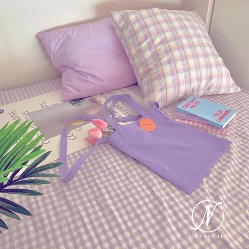 NUVA Pastel purple bedroom aesthetic korean bedsheet lilac sprei polos ungu