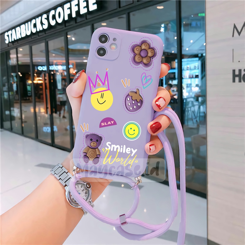 Softcase 3D Timbul + TALI SLING Oppo A57 2022 A96 A76 A52 A92 A54 A55 A16 A16K A16E A15 A15S A5 A9 2