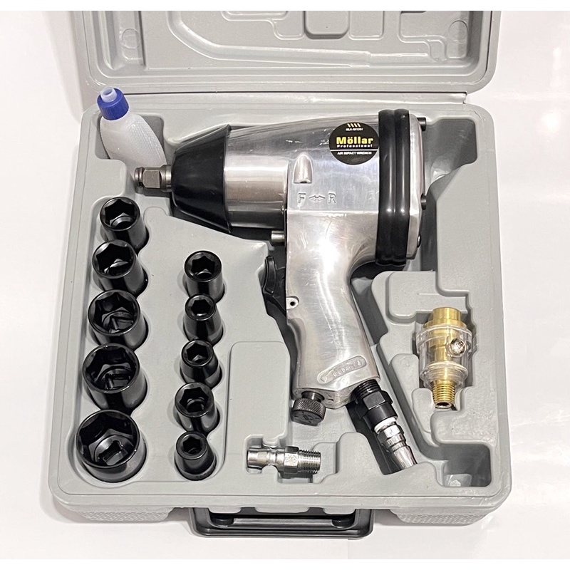 MOLLAR Air Impact Wrench Kit 1/2” Mesin Buka Baut Angin Set Kompresor Bor Angin Air Impact Inpact Im