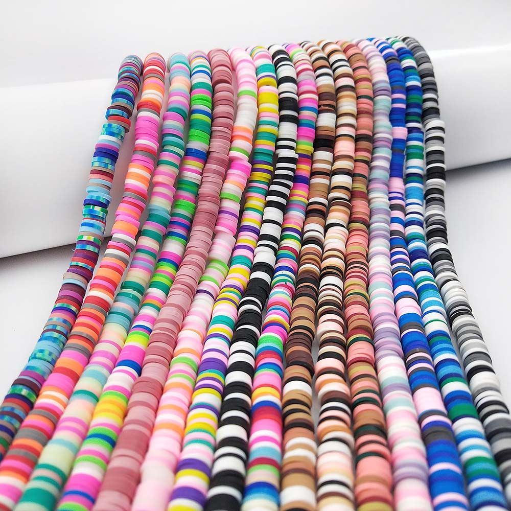 Needway  6mm Spacer Loose Bracelet Finding Polymer Clay Beads Colorful Flat Round For DIY Mixed Color Beads Jewelry Making