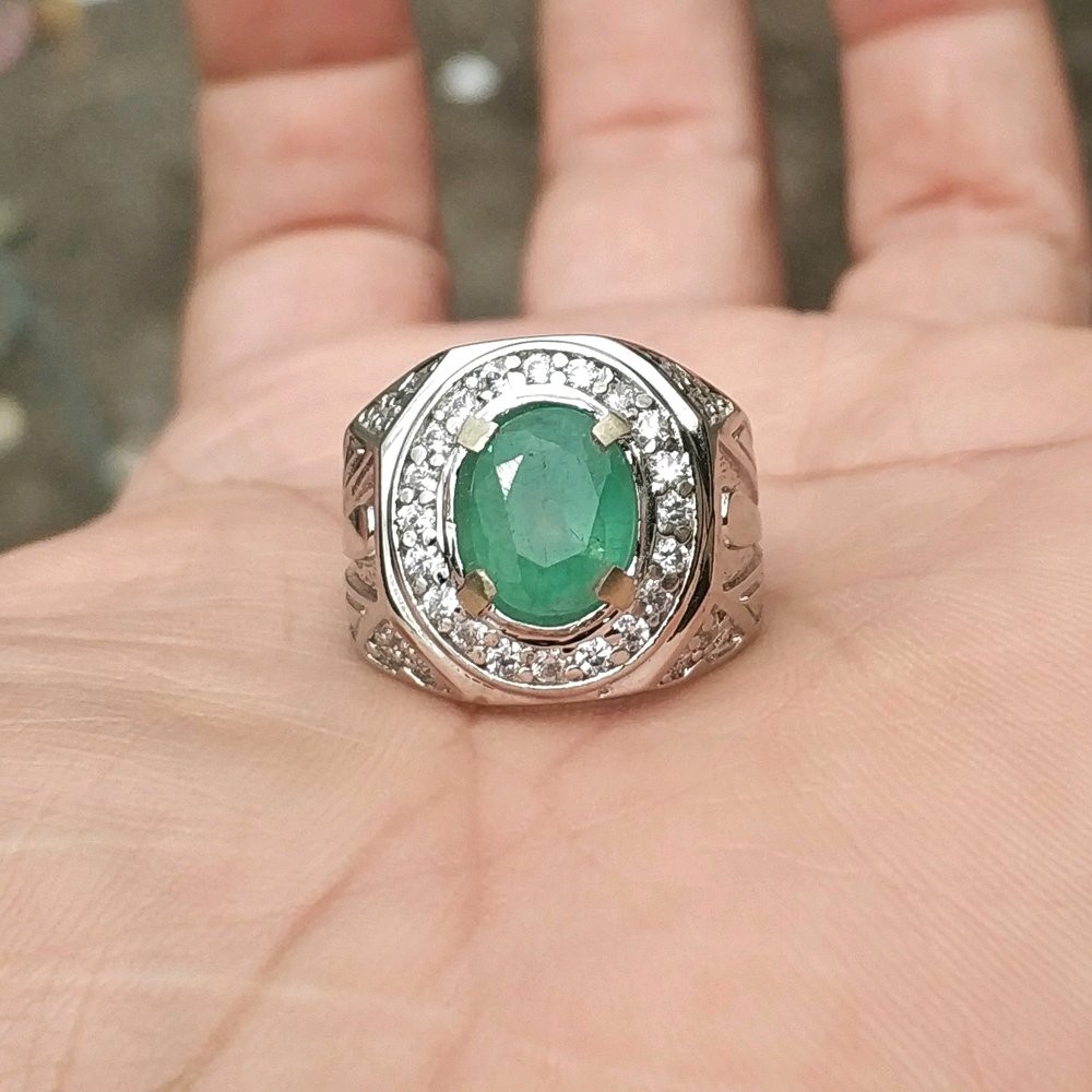 CINCIN BATU PERMATA NATURAL JAMRUD EMERALD BERLY FREE MEMO ORIGINAL