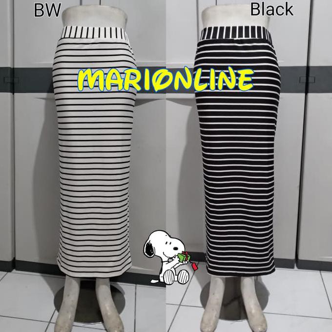 Rok Span Salur Stripe - Putih "Harga Promo"