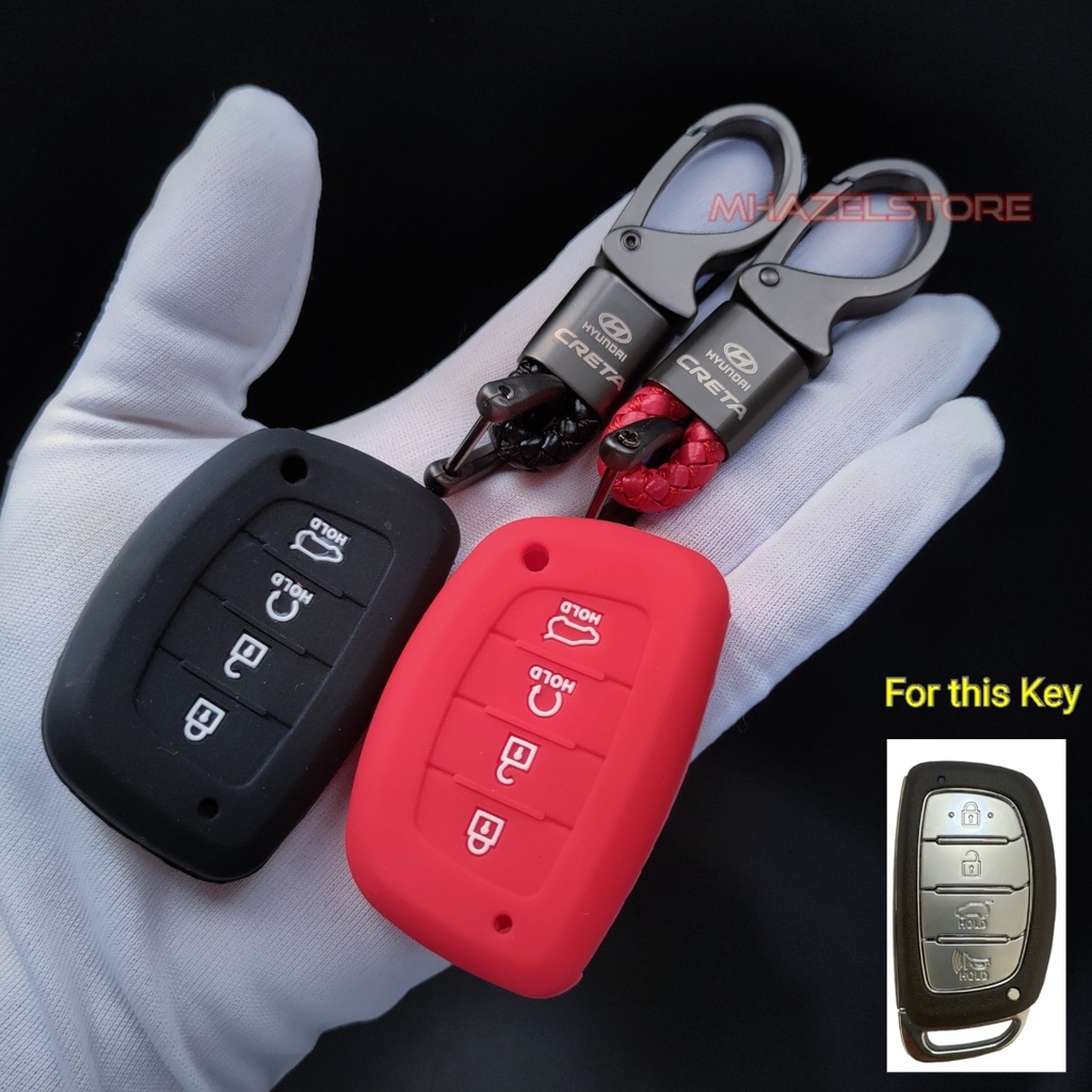 Gantungan kunci remote keyless cover casing mobil HYUNDAI CRETA 4 TOMBOL model anyam