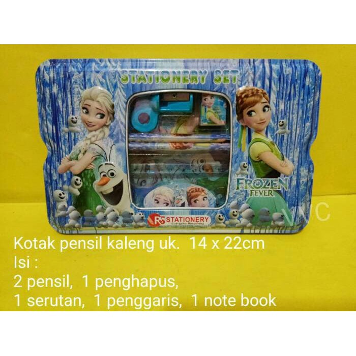 

Kotak pensil kaleng / tempat pensil frozen + white board