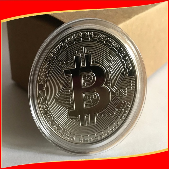 Gold/Silver Plated Bitcoin, Ethereum Coin BTC With Case Collectible Art Collection Gift