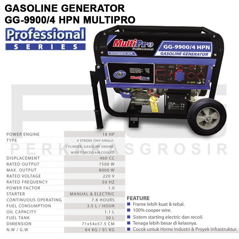 Gasoline Generator GG-9900/4 HPN MULTIPRO Mesin Genset Bensin MULTIPRO