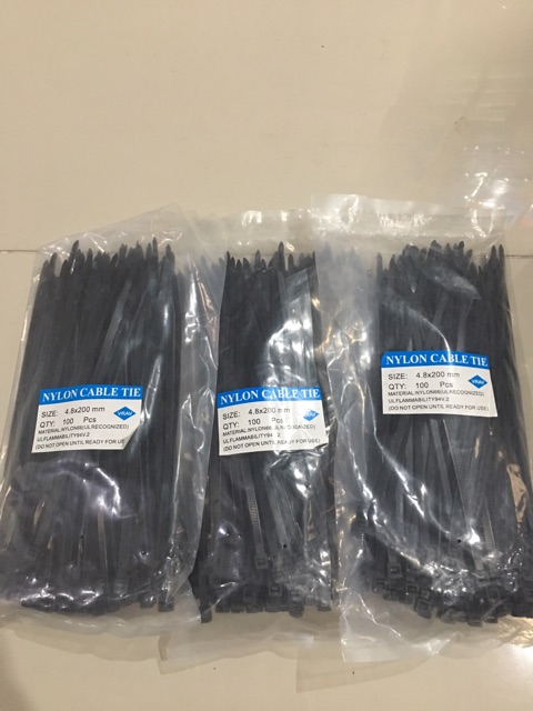 KABEL TIS HITAM 4,8 x 200 mm / NYLON CABLE TIES / PENGIKAT KABEL