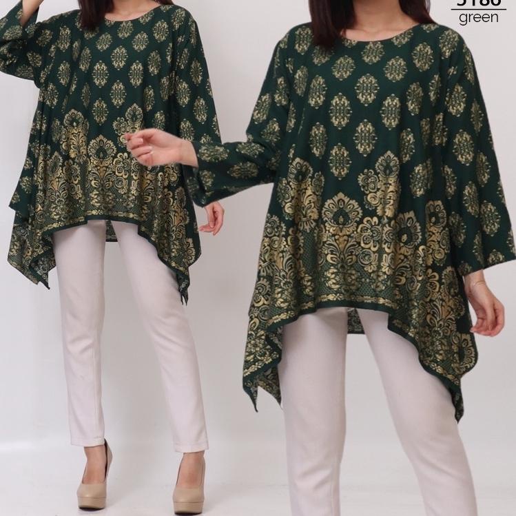 [PRODUK QRY] BAJU ATASAN BLOUSE BLUS BATIK Wanita 5186 JUMBO BIG SIZE LD 130cm Baju ibu hamil BUMIL 