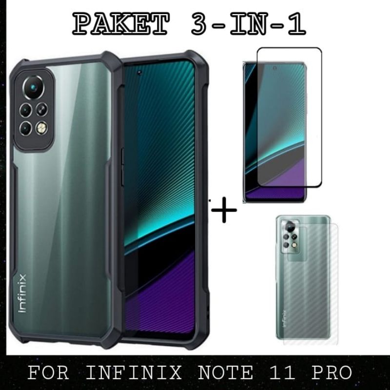 [PROMO PAKET] CASE INFINIX NOTE 11 PRO Softcase Fusion Xundd Free Tempered Glass &amp; Garskin Carbon Pelindung Belakang Handphone