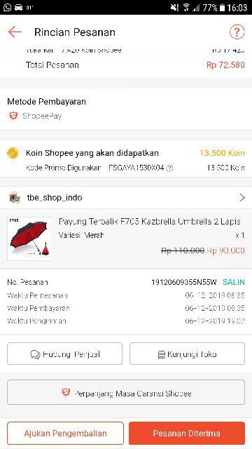Payung Terbalik F705 Kazbrella Umbrella 2 Lapis