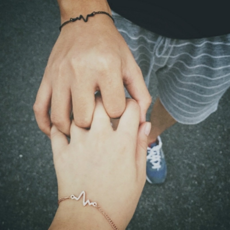 Gelang Tangan Rantai Aksen Detak Jantung ECG Untuk Perhiasan Pria / Wanita