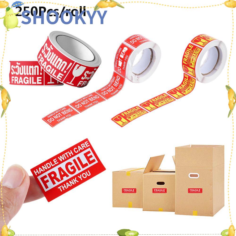 250pcs / Roll Stiker Label Peringatan Fragile Tahan Lama Dengan Perekat Untuk Pengemasan Kantor