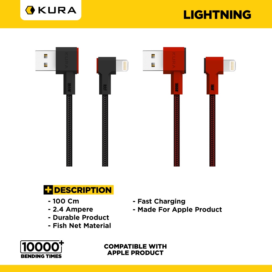 KURA L Cable ( Gaming Series ) Fast Charging - Kabel Data Lightning