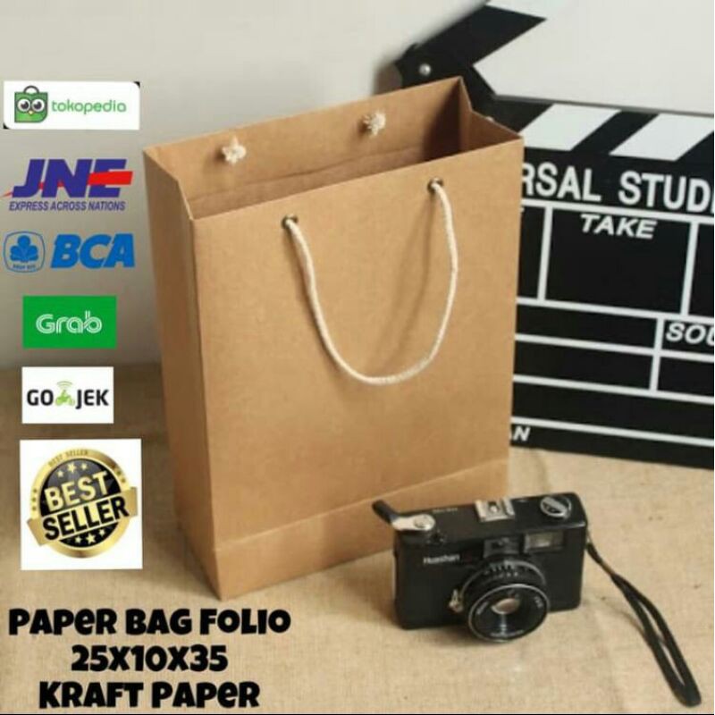 

Paperbag Folio Tas Kertas Shoppingbag Kraft Paper uk 25x10x35 (HARGA 12 PCS!)