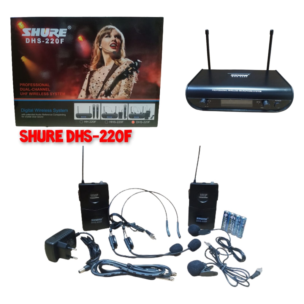 MIC WIRELESS SHURE DHS-220F MIC JEPIT HEADSET SHURE DHS 220F MIC KLIP ON HEADSET