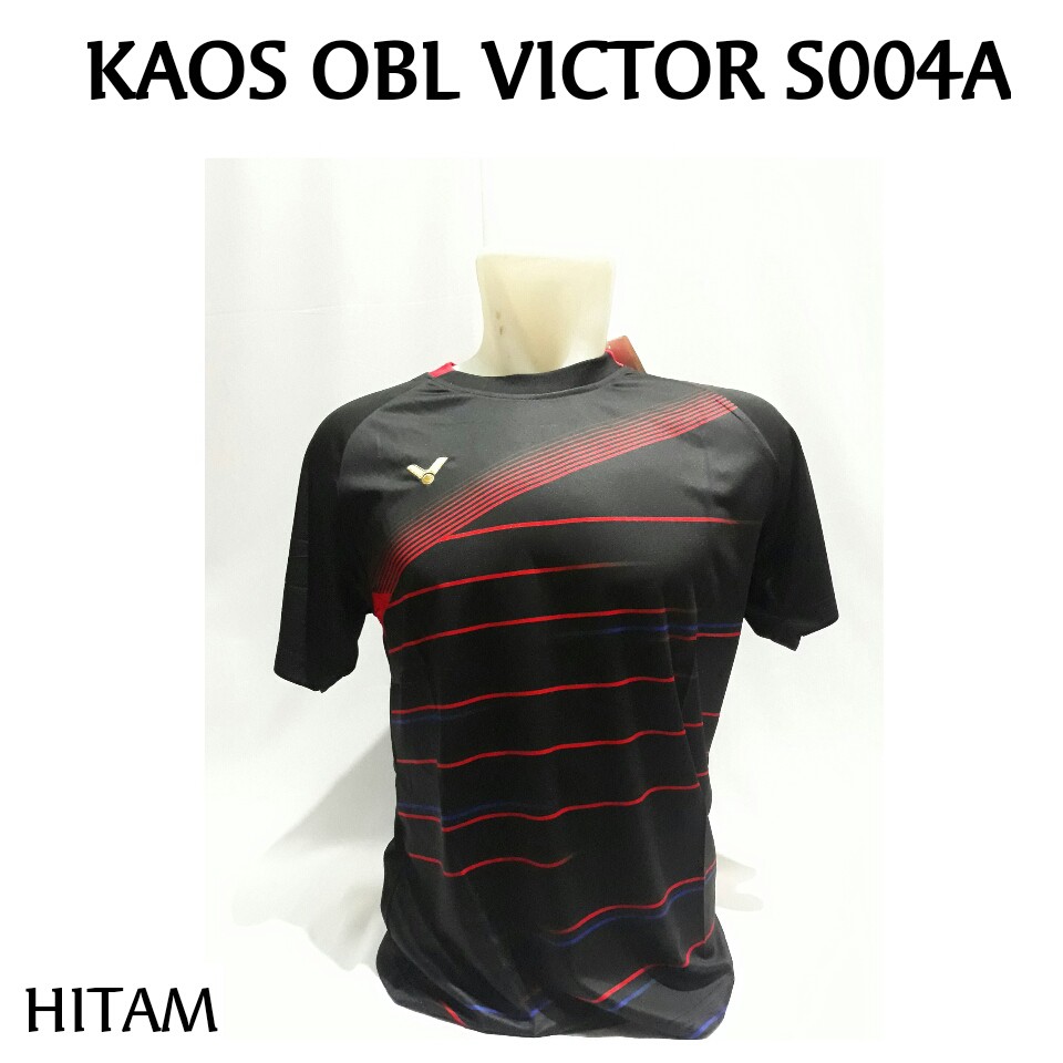  Kaos  Victor Badminton  VC S004A At Dry Hitam Merah Shopee 