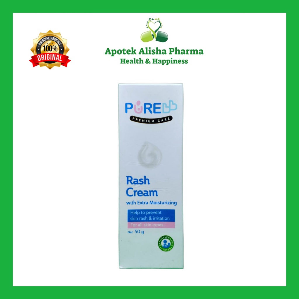 PURE BABY RASH CREAM  50 GR-Purebaby Rash Krim/Purebaby Salep Ruam Popok/Kulit Bayi Sensitif/Iritasi/Kemerahan/Ruam Popok/Biang Keringat/Ruam Susu Bayi/Balita Pure Bebi Rash Krim