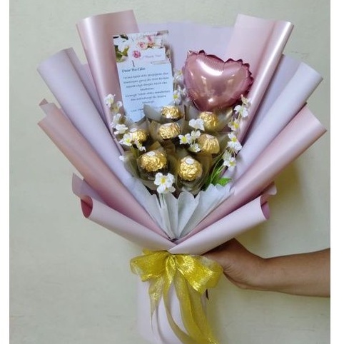 Buket bucket bouquet coklat ferrero kado hadiah ulangtahun anniversary pacar cewe