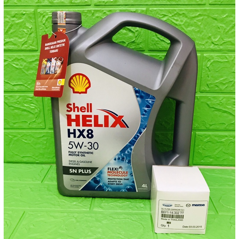 Oli mesin shell helix HX8 5W-30 4liter paket filter oli mazda CX5 CX7 CX9 / biante