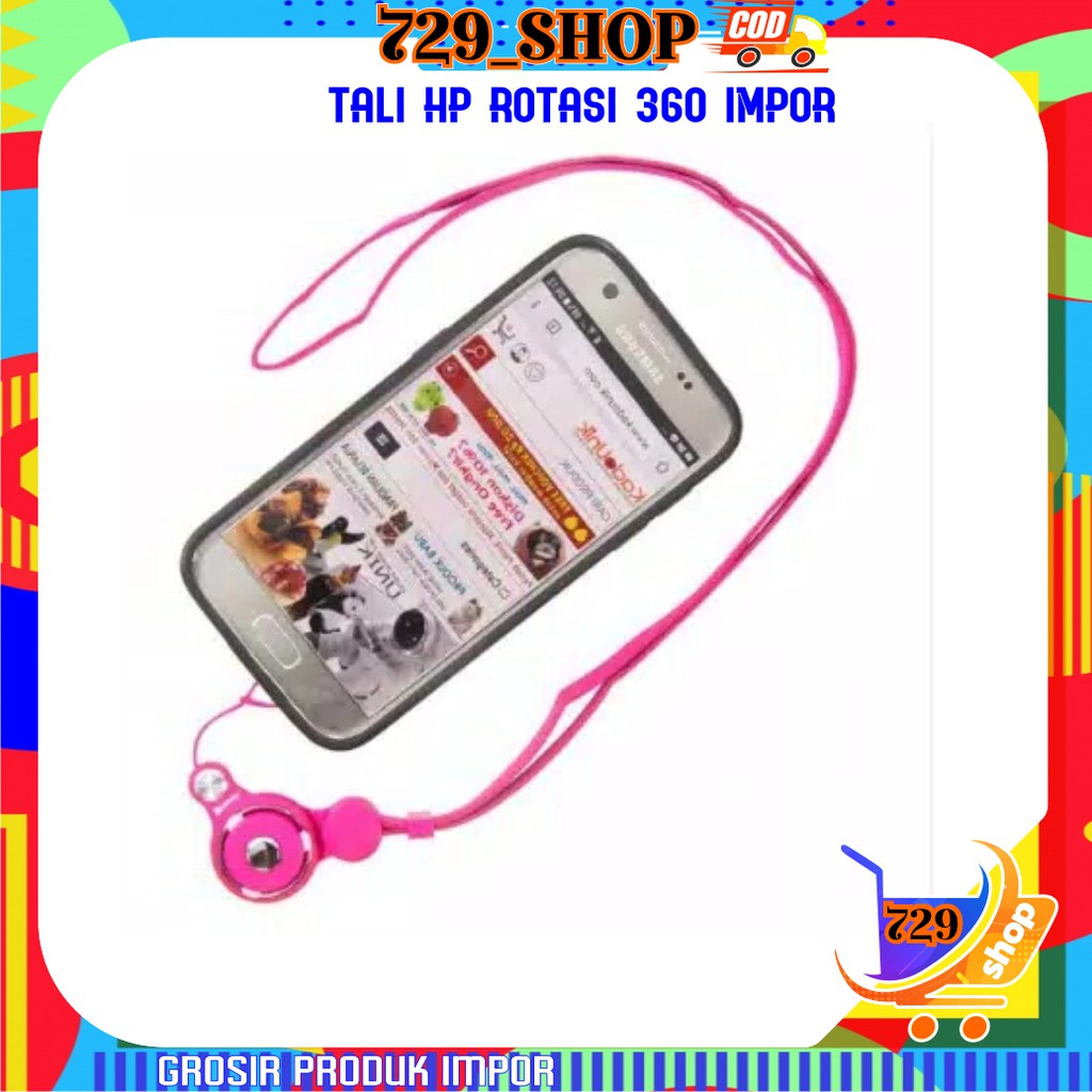 Kalung Tali ID Card / Kalung HP 2 in 1 Putar 360* Import / Strap Card Phone Import Best Seller