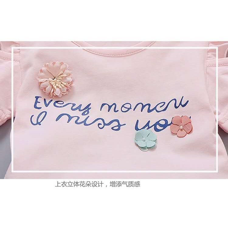 Baju setelan anak perempuan kaos+celana pendek baju set anak cewek lucu style import-7