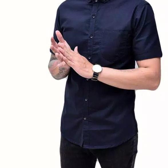 Terbaru - Kemeja Polos Pria Lengan Pendek Kemeja laki laki Lengan Pendek Hem Pria Lengan Pendek Polo