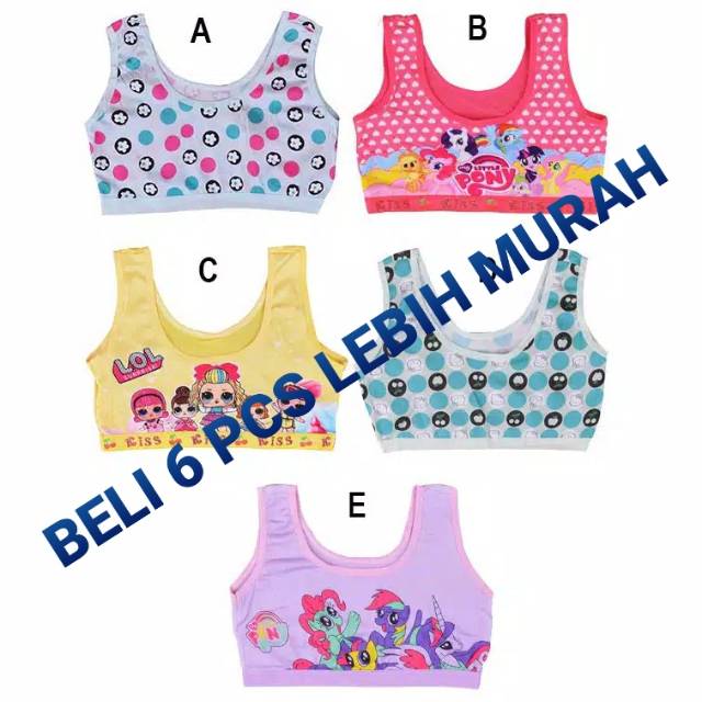 6 Pcs Bra BH Beha Kutang Miniset Anak Perempuan Remaja SD SMP ABG Murah Mini Set Anak Remaja Katun