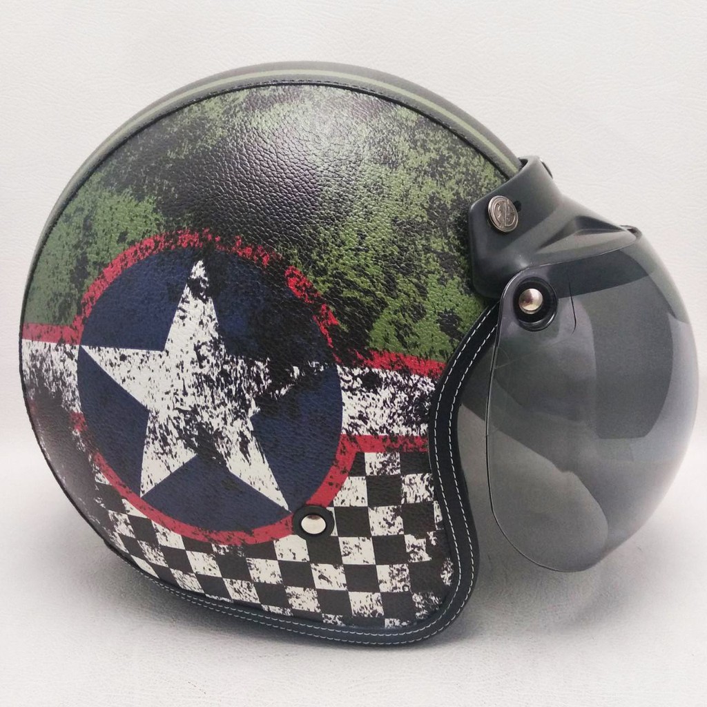 Helm Bogo Dewasa Retro Kulit Air Force