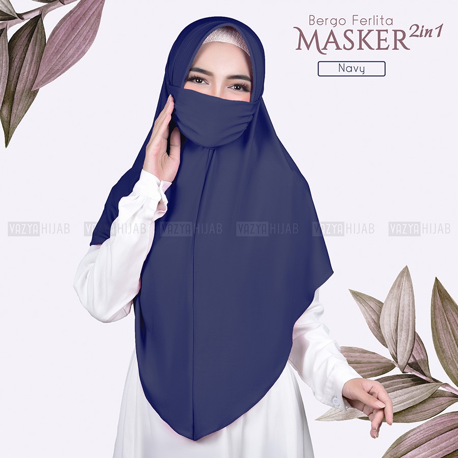 Hijab Instant Bergo Ferlita Masker 2in1-Navy