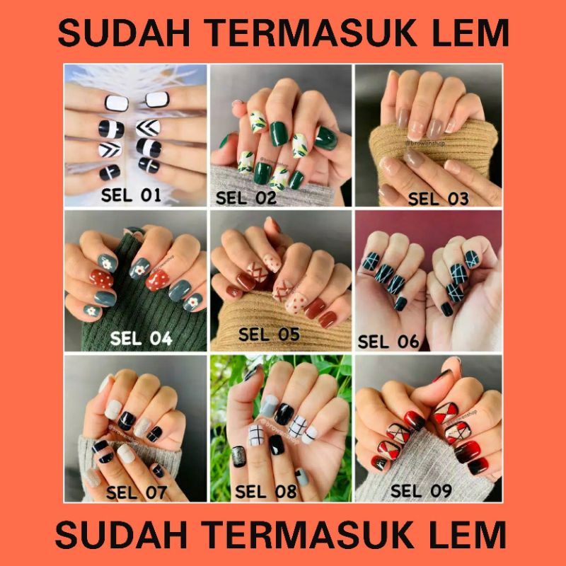 [HANAMI] kuku palsu fake nail short pendek motif sel KPS