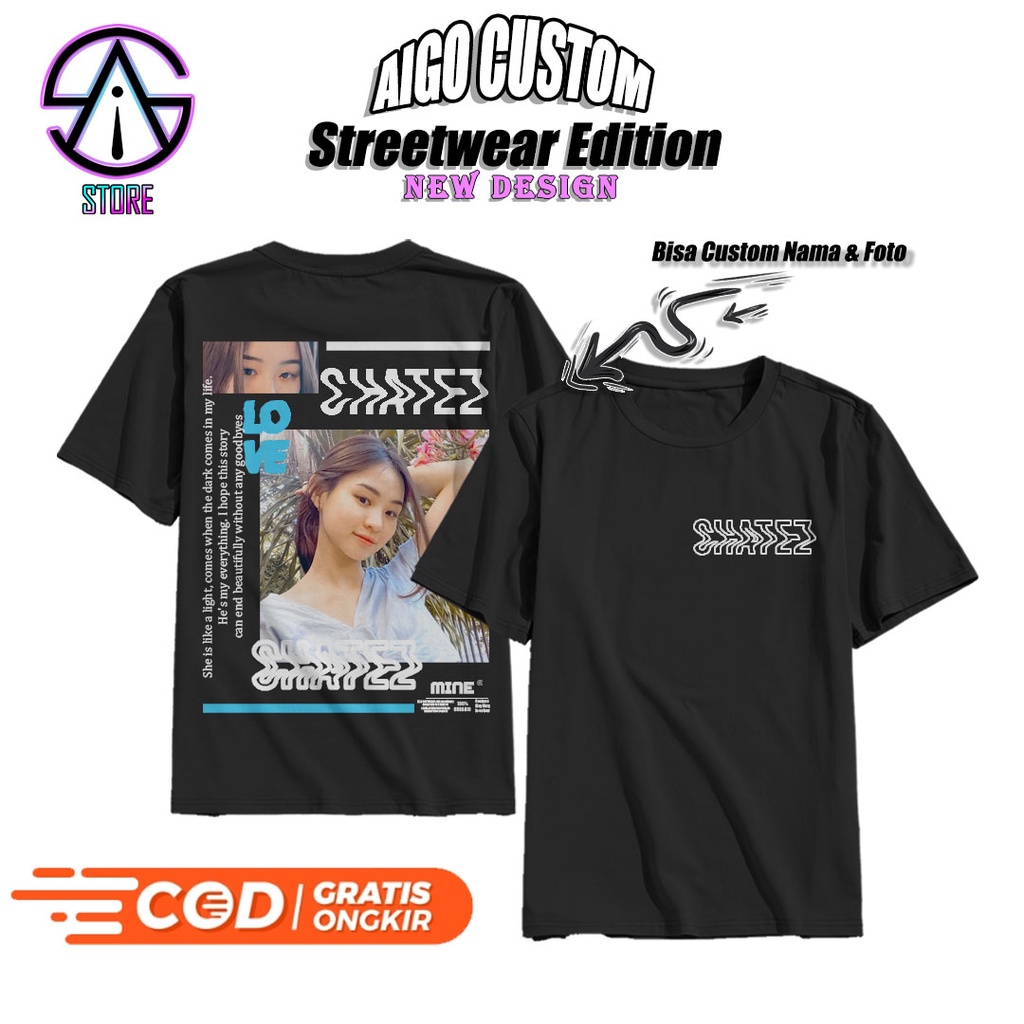 BAJU KAOS CUSTOM FOTO MINE BUCIN STREETWEAR AESTHETIC PREMIUM / SATUAN GAMBAR SENDIRI PACAR COUPLE /