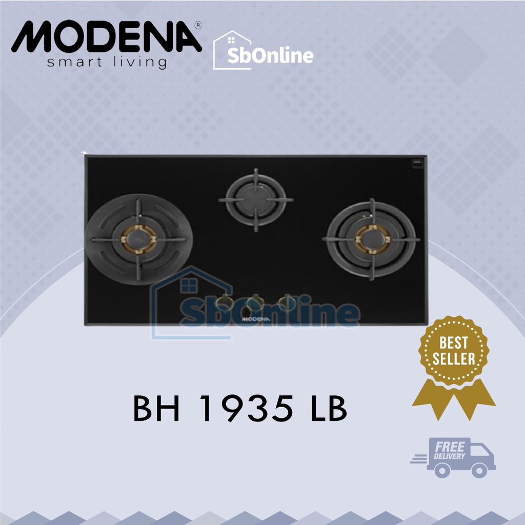 MODENA KOMPOR TANAM GAS 3 TUNGKU 90 CM BH 1935 LB FULL BRASS BURNER