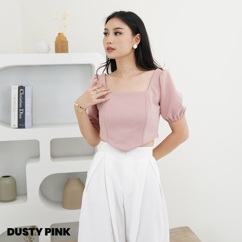 Atasan Crop Amol Blouse Top Wanita