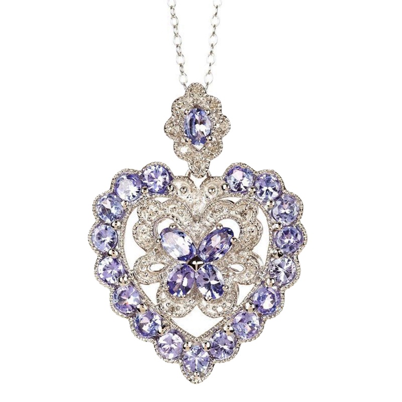 Kalung Rantai Sterling Silver 925 Dengan Liontin Kupu-Kupu + Berlian + Batu Amethyst + Zircon Untuk Wanita