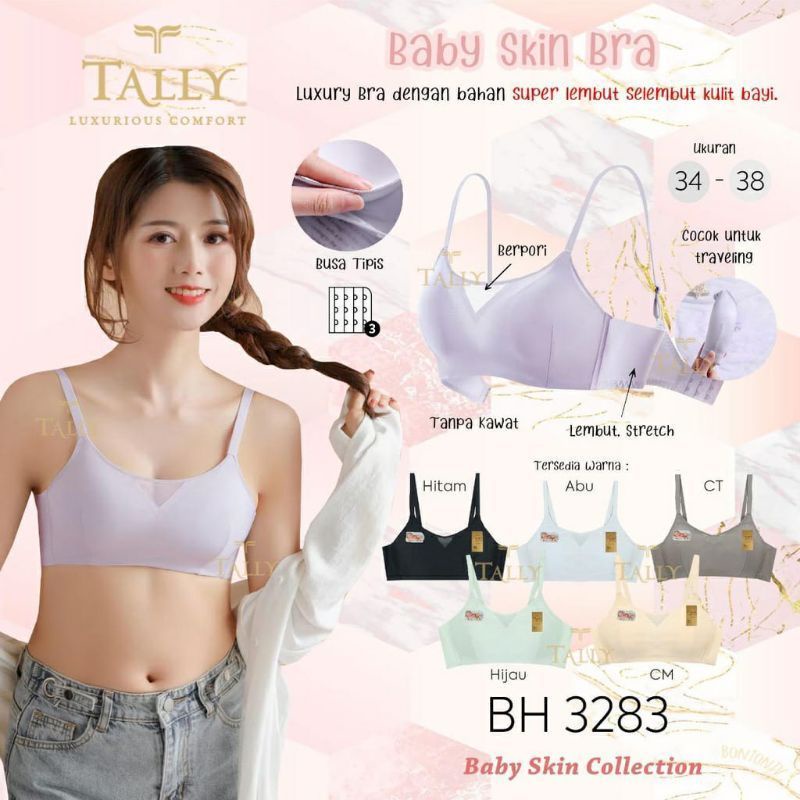 TALLY BRA BH TANPA KAWAT / BUSA TIPIS / CUP B / BABY SKIN COLLECTION BAHAN LEMBUT 3283