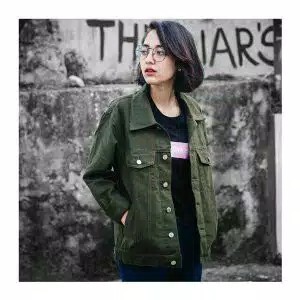 Jaket jeans levis oversize green army / hijau tua uni