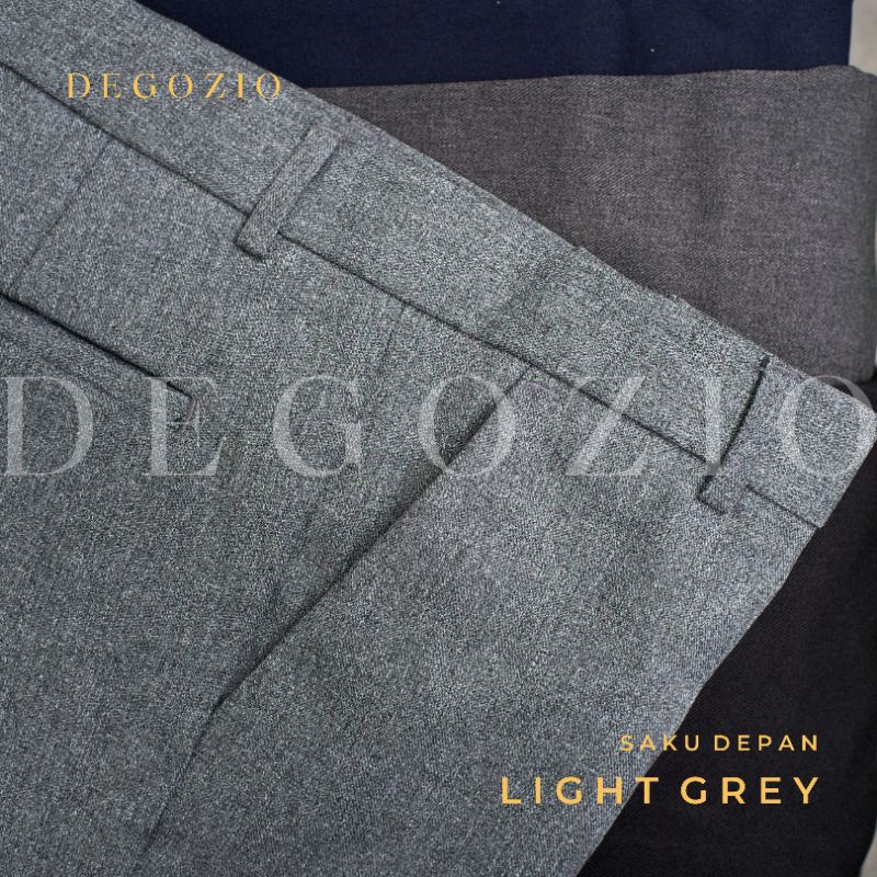 DEGOZIO Celana Bahan Pria Slimfit Abu Muda - Man Light Grey Trouser