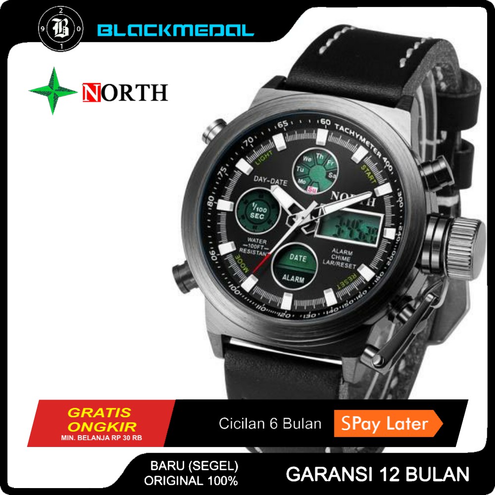 North n 6022 Lampu Latar Sport Pria Militer LED Jam Tangan Pria Military Watch