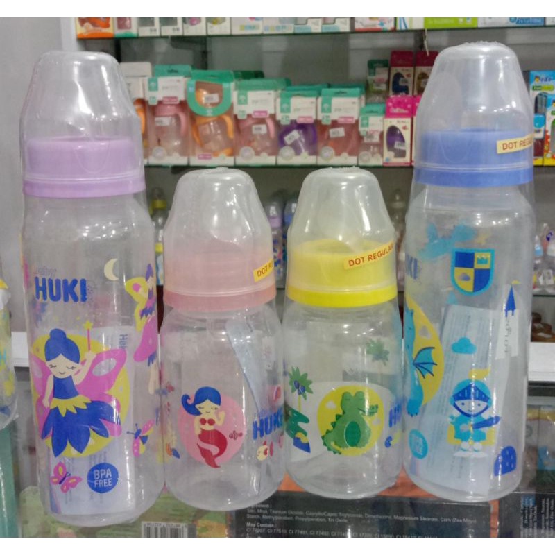 BOTOL SUSU HUKI 60ML 120ML 240ML DOT BULAT REGULAR DOT GEPENG ORTHODONTIC