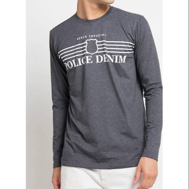 Kaos oblong pria POLICE DENIM lengan panjang