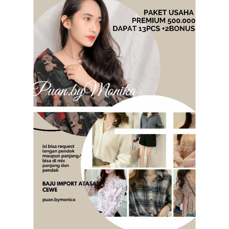 PAKET USAHA BAJU PREMIUM WANITA ATASAN 13PCS+2 BONUSHARGA 500.000