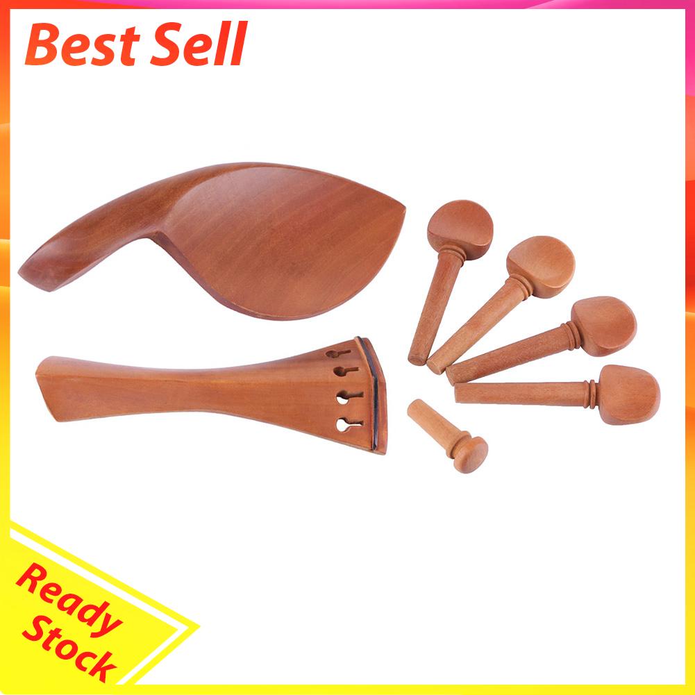 Jujube Bagian Chinrest + Knob Tailpiece + Pegs Untuk Biola 3 / 4 4 / 4